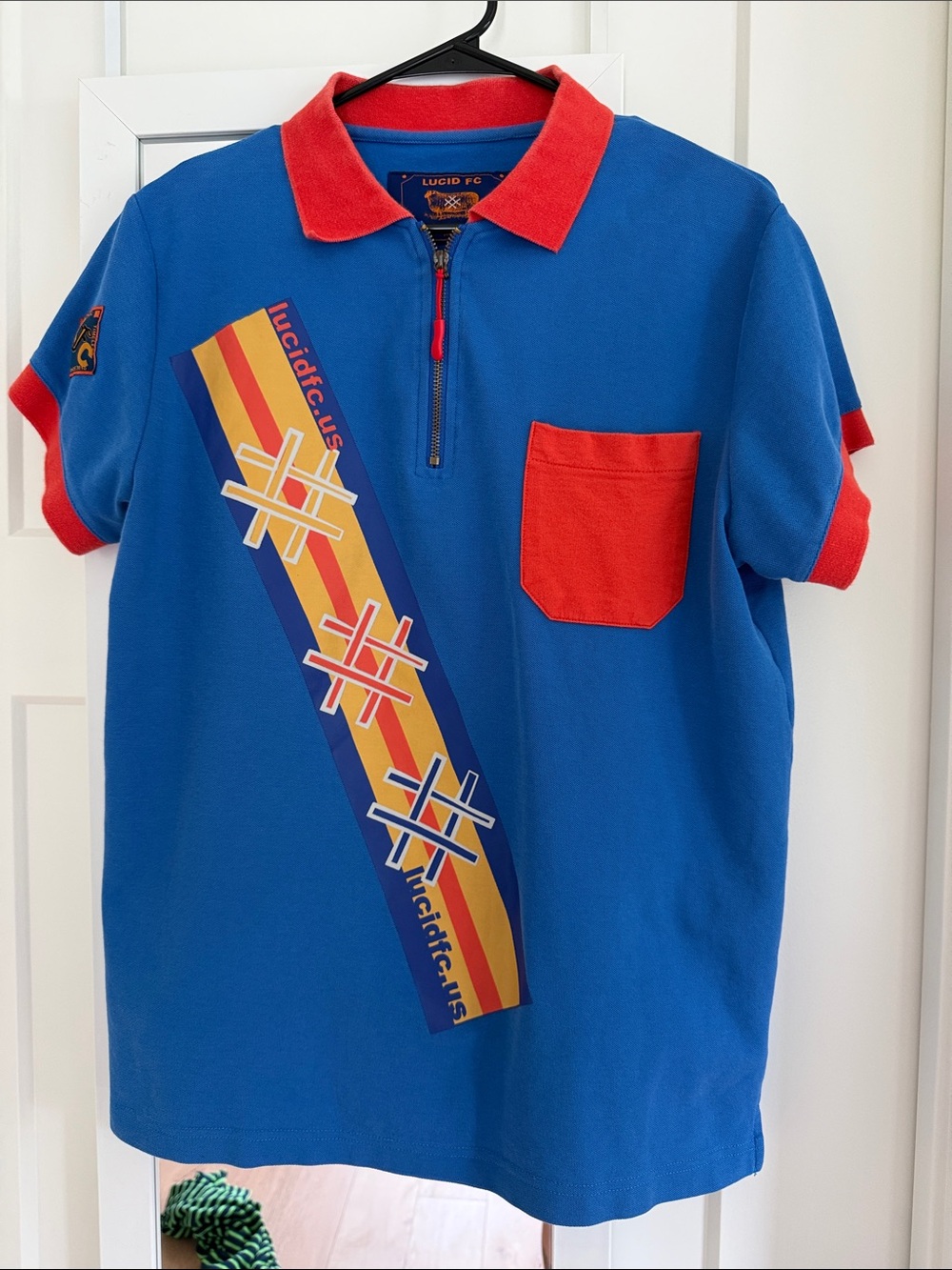 Lucid FC Blue Polo Shirt half-zip sizd medium